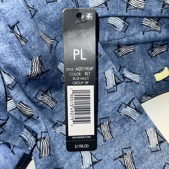 Nic + Zoe Blue Sleeveless A-Line Dress With Tie Waist & Deck Chair Print Size PL - Picture 10 of 10